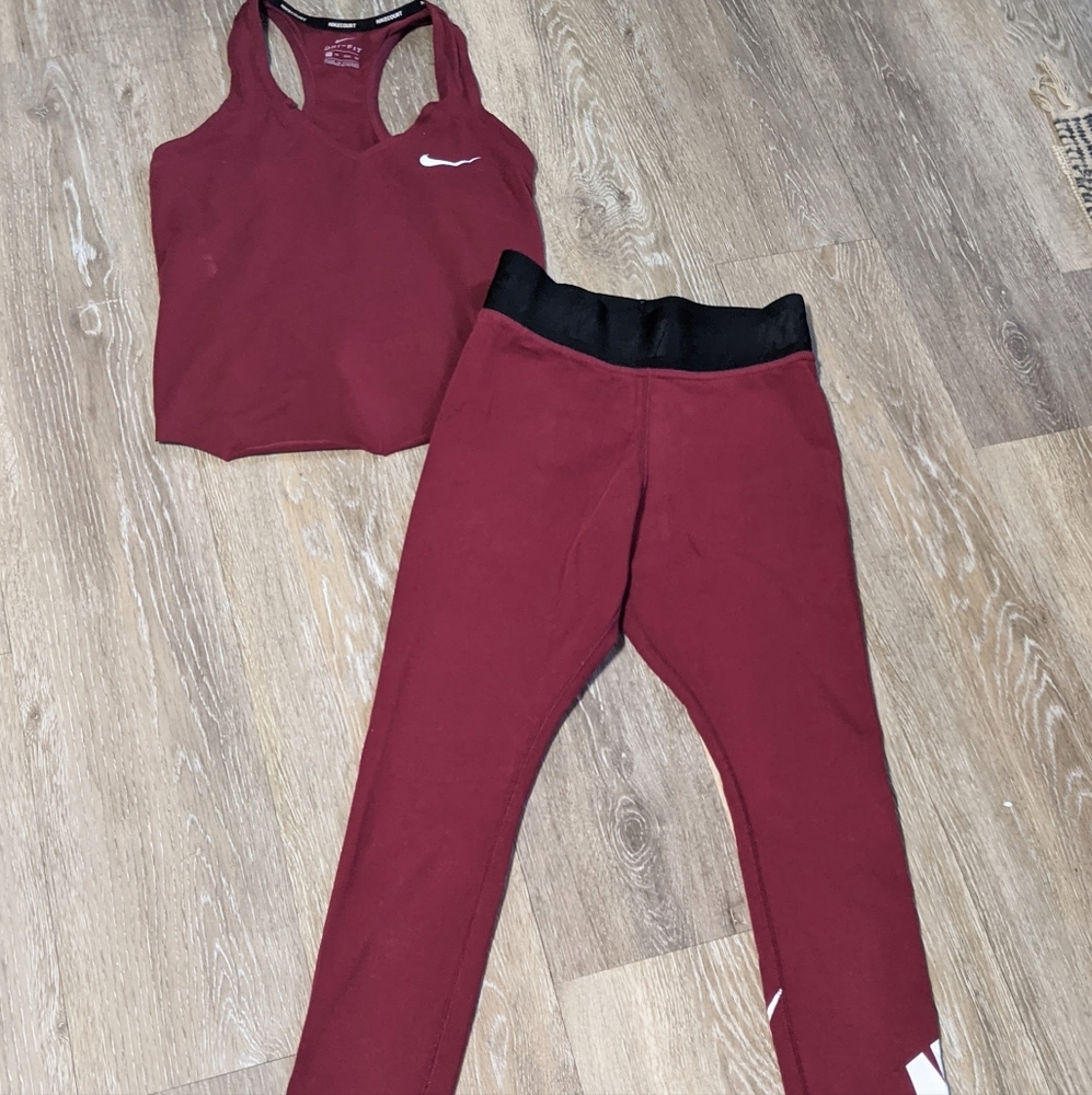 Nike Dri-fit Running Workout Set pants & tank top crop XS Leggings